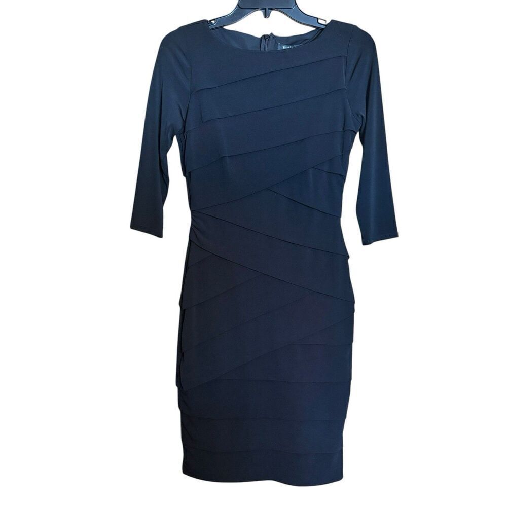 WHITE HOUSE BLACK MARKET Instantly Slimming Sheath Dress 2 Black Layered Tiered